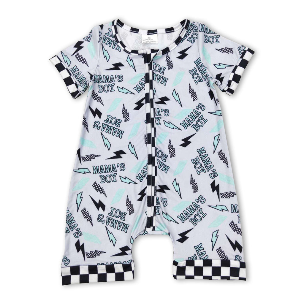 Plaid short sleeves mama's boy thunder baby romper