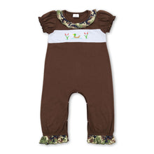 Load image into Gallery viewer, Olive duck camo short sleeves baby girls romper