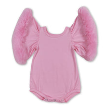Load image into Gallery viewer, Pink fur sleeves baby girls romper