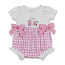 Load image into Gallery viewer, Little sister short sleeves pink plaid baby girls romper