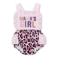 Load image into Gallery viewer, Mama's girl pink leopard bubble baby girls romper