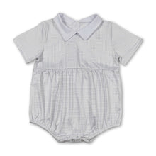 Load image into Gallery viewer, Light blue plaid baby girls sprint summer romper