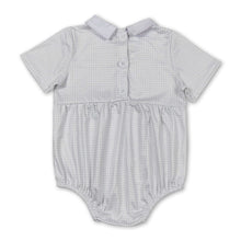 Load image into Gallery viewer, Light blue plaid baby girls sprint summer romper