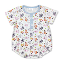 Load image into Gallery viewer, Light blue cow pig horse chicken sheep baby boys farm romper