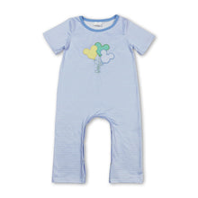 Load image into Gallery viewer, Light blue stripe mouse balloon baby boys romper
