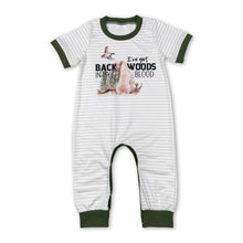 Load image into Gallery viewer, Grey stripe short sleeves duck dog baby boy romper