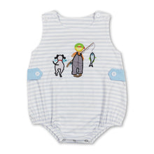 Load image into Gallery viewer, Sleeveless dog fishing stripe baby boys romper