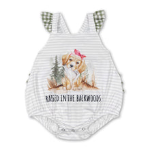 Load image into Gallery viewer, Sleeveless stripe dog baby girls romper