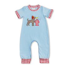 Load image into Gallery viewer, Plaid short sleeves back the red dog baby boys romper