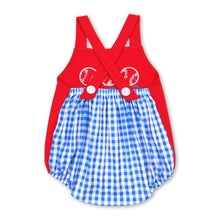 Load image into Gallery viewer, Red baseball plaid baby boys romper