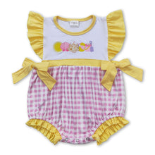Load image into Gallery viewer, Flutter sleeves yellow pink plaid beach baby girls romper