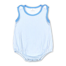 Load image into Gallery viewer, Sleeveless blue stripe baby boy summer romper