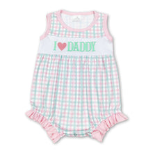 Load image into Gallery viewer, I love daddy pink plaid sleeveless father's day girls romper