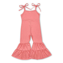 Load image into Gallery viewer, Suspender peach cotton baby girls bell bottom jumpsuit