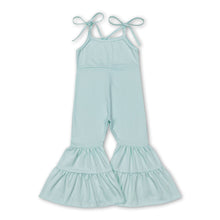 Load image into Gallery viewer, Suspender light green cotton baby girls bell bottom jumpsuit