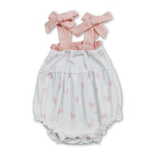 Load image into Gallery viewer, Suspender pink heart baby girls valentine's romper