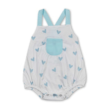 Load image into Gallery viewer, Aqua heart baby boys valentine's romper