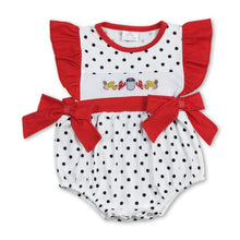 Load image into Gallery viewer, Red polka dots crawfish corn baby girls romper