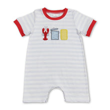 Load image into Gallery viewer, Short sleeves stripe crawfish corn baby boys romper