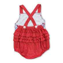 Load image into Gallery viewer, Crawfish polka dots ruffle bubble baby girls romper