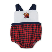Load image into Gallery viewer, Red plaid balls sleeveless baby boys romper