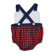 Load image into Gallery viewer, Red plaid balls sleeveless baby boys romper