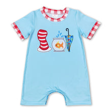 Load image into Gallery viewer, Short sleeves cat hat fish baby boy romper