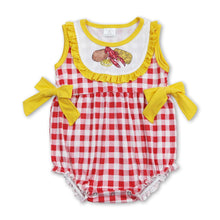Load image into Gallery viewer, Sleeveless plaid corn crawfish baby girls romper