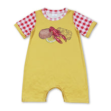 Load image into Gallery viewer, Short sleeves plaid corn crawfish baby boys romper