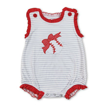 Load image into Gallery viewer, Sleeveless stripe baseball baby girls romper