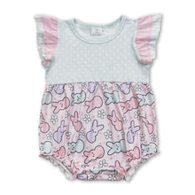 Load image into Gallery viewer, Flutter sleeves floral bunny baby girls easter romper