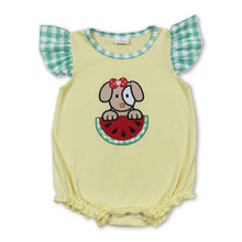 Load image into Gallery viewer, Flutter sleeves dog watermelon baby girls summer romper