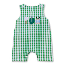 Load image into Gallery viewer, Sleeveless green plaid golf baby boy summer romper