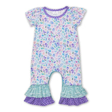 Load image into Gallery viewer, Short sleeves star fish ruffle baby girls summer romper