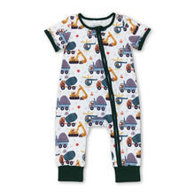 Load image into Gallery viewer, Short sleeves constructions baby boy zipper romper