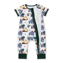 Load image into Gallery viewer, Short sleeves constructions baby boy zipper romper