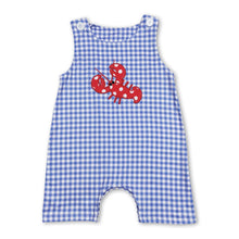 Load image into Gallery viewer, Sleeveless plaid crawfish baby boy romper
