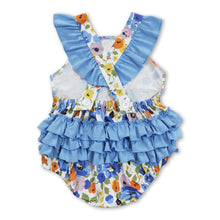 Load image into Gallery viewer, Flutter sleeves blue floral baby girls summer romper