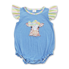 Load image into Gallery viewer, Stripe flutter sleeves cows baby girls romper