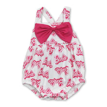 Load image into Gallery viewer, Hot pink bow sleeveless party girls romper