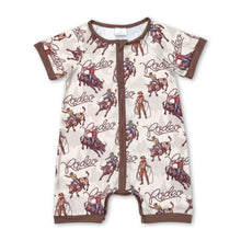 Load image into Gallery viewer, Short sleeves rodeo western baby boy zipper romper