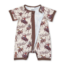 Load image into Gallery viewer, Short sleeves rodeo western baby boy zipper romper