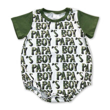 Load image into Gallery viewer, Short sleeves camo papa's boy olive baby romper