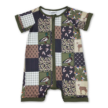 Load image into Gallery viewer, Olive duck dog deer patchwork baby boy romper