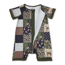 Load image into Gallery viewer, Olive duck dog deer patchwork baby boy romper