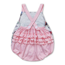 Load image into Gallery viewer, Pink cow chicken pig ruffle baby farm romper