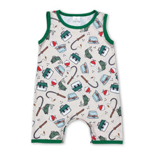 Load image into Gallery viewer, Sleeveless green fishing baby boy romper