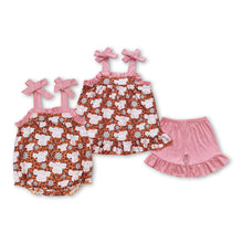 Load image into Gallery viewer, Suspender daddy's girl leopard floral baby romper