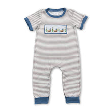 Load image into Gallery viewer, Short sleeves stripe duck baby boy romper