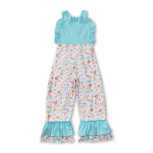 Load image into Gallery viewer, Sleeveless aqua leopard baby girls jumpsuit
